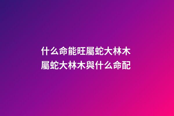 什么命能旺屬蛇大林木 屬蛇大林木與什么命配